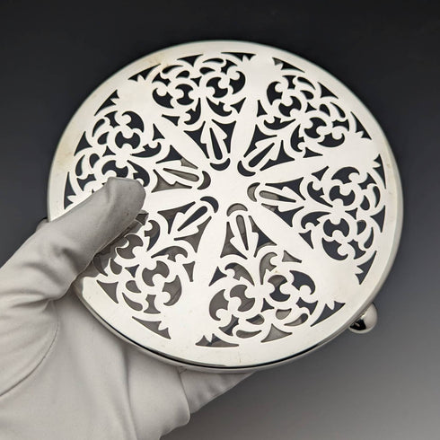 1920年左右英國古董銀盤茶壺杯墊